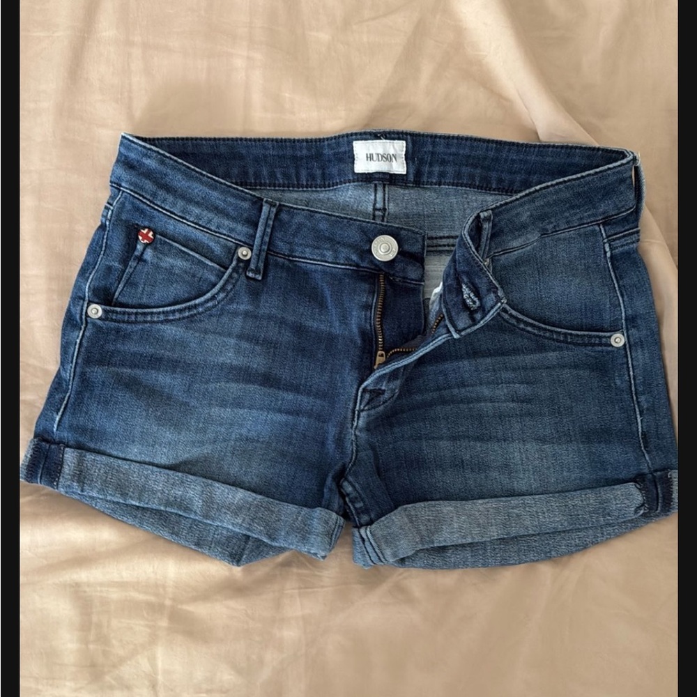 Hudson Jeans Blue Denim Shorts with Cuffed Hem